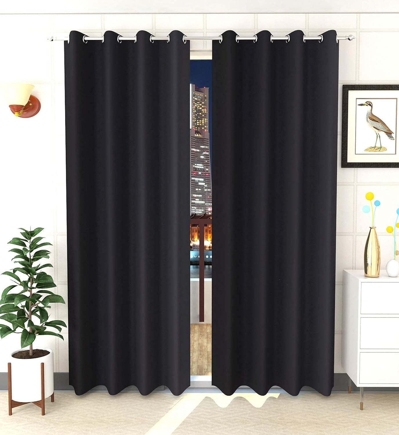 Buy ELUSIVE, Blackout Curtain, Pack of 2 (Black, 5) Online at Low