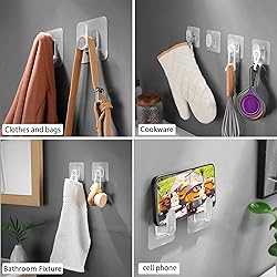 DELITON Clear Cute Storage Hooks, 10 Pack, Adhesion