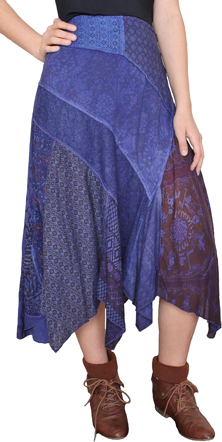 long denim patchwork skirt