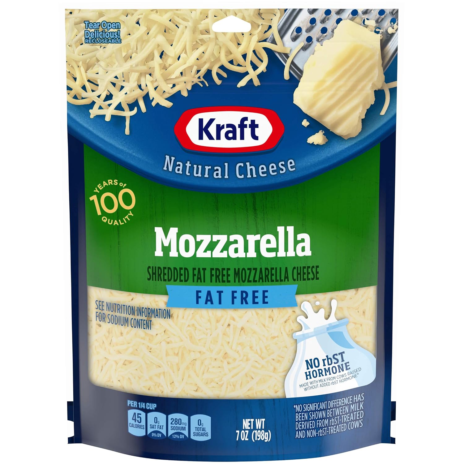 Kraft mozzarella Cheese shredded fat free (021000024636)