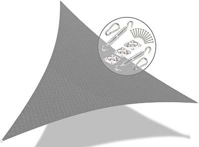 VOUNOT Sun Shade Sail Triangle 5x5x5m with Fixing Kit Grey
