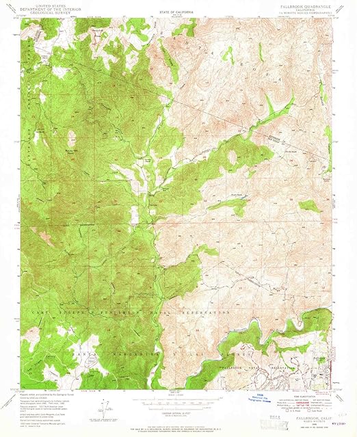 YellowMaps Fallbrook CA topo map, 124000 Scale, 7.5 X 7.5
