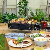 George Foreman Portable Charcoal BBQ, Lightweight, Foldable Legs, Black view 9