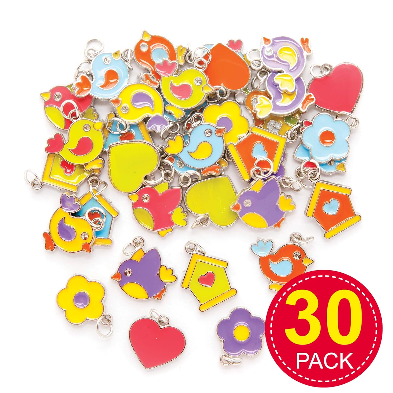 Baker Ross AX873 Bird Charms - Pack of 30, Perfect for Kids to Make Jewellery and Brooches This Spring - Image 3