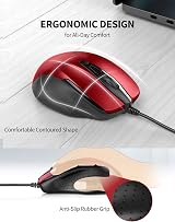 TECKNET Wired Mouse 6400 DPI 4 adjustable DPI 6-button Ergonomic USB Plug & Play view 3