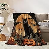 YeeJu Halloween Throw Blanket Pumpkin Black Cat Throw Blanket Pumpkin Cozy Soft Lightweight Fuzzy Plush Fleece Blankets and Throws Couch Sofa Bed Holiday Decorative Print Blanket 50x60