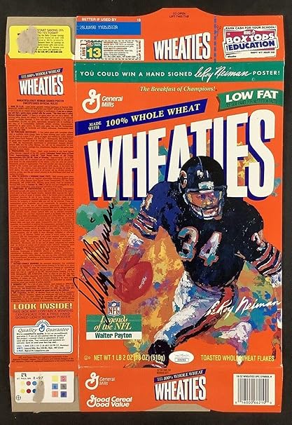 Leroy Neiman Signed Cereal Box Wheaties Football Auto Walter Payton Art Jsa Autographed Footballs At Amazon S Sports Collectibles Store
