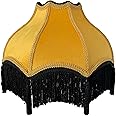 Tristan Home Premium Classic Victorian Style Bell Shape Scallop Large Velvet Lamp Shade with Tassels and Fringe (Yellow)