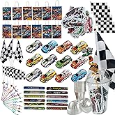 146pcs Race Car Party Favors ,Cars Birthday Decorations Set,Race Car Party Surprised,Mini Racing Cars and Racing Flags,Race Car Gifts Bags Fillers Stuffers,Birthday Gifts For Boys and Girls