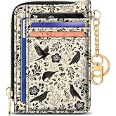 GIANCOMICS Slim Wallet Women, Credit Card Holder, Small Rfid Goth Crow Case | Keychain Mini RFID Blocking, Travel, Cute Thin Flat Pocket Purse, Girl Ladies Female Gift, Zipper PU Leather ID Window