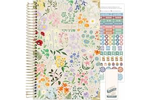 bloom daily planners 2025 Planner HARDCOVER Calendar Year Day Planner (January 2025 - December 2025) - Task & Goal Organizer - Monthly & Weekly Inspirational Agenda Book - 5.5" x 8.25" - Garden Party, Beige