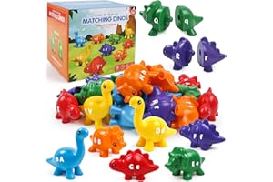 TSYAN 52PCS Double-Sided ABC Letters Counting Dinosaurs Toys with Uppercase Lowercase Alphabet Preschool Learning Educational Montessori Toy Matching Game Sets for Kids Toddler Boys Girls