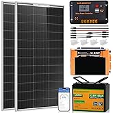 ECO-WORTHY 200 Watt 12V Complete Solar Panel Starter Kit for RV Off Grid with Battery and Inverter: 2pcs 100W Solar Panel + 3