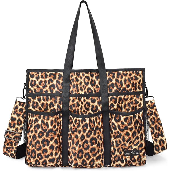 IDEWO Corduroy Leopard Tote Bag - Lightweight Large Shoulder Purse, 13x15 Inch, Soft Vintage Handbag For Women - View #7