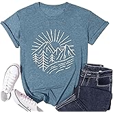 Hiking Mountain Tank Tops for Women Funny Pine Tree Sunrise Graphic Workout Tanks Summer Sleeveless Loose Fit Shirts Tops