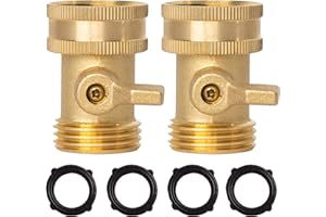 Xiny Tool Brass Garden Hose Shut Off Valve, Heavy Duty 3/4 Inch Solid Brass Garden Hose Shut Off Valve with 4 Extra Rubber Washers (2)