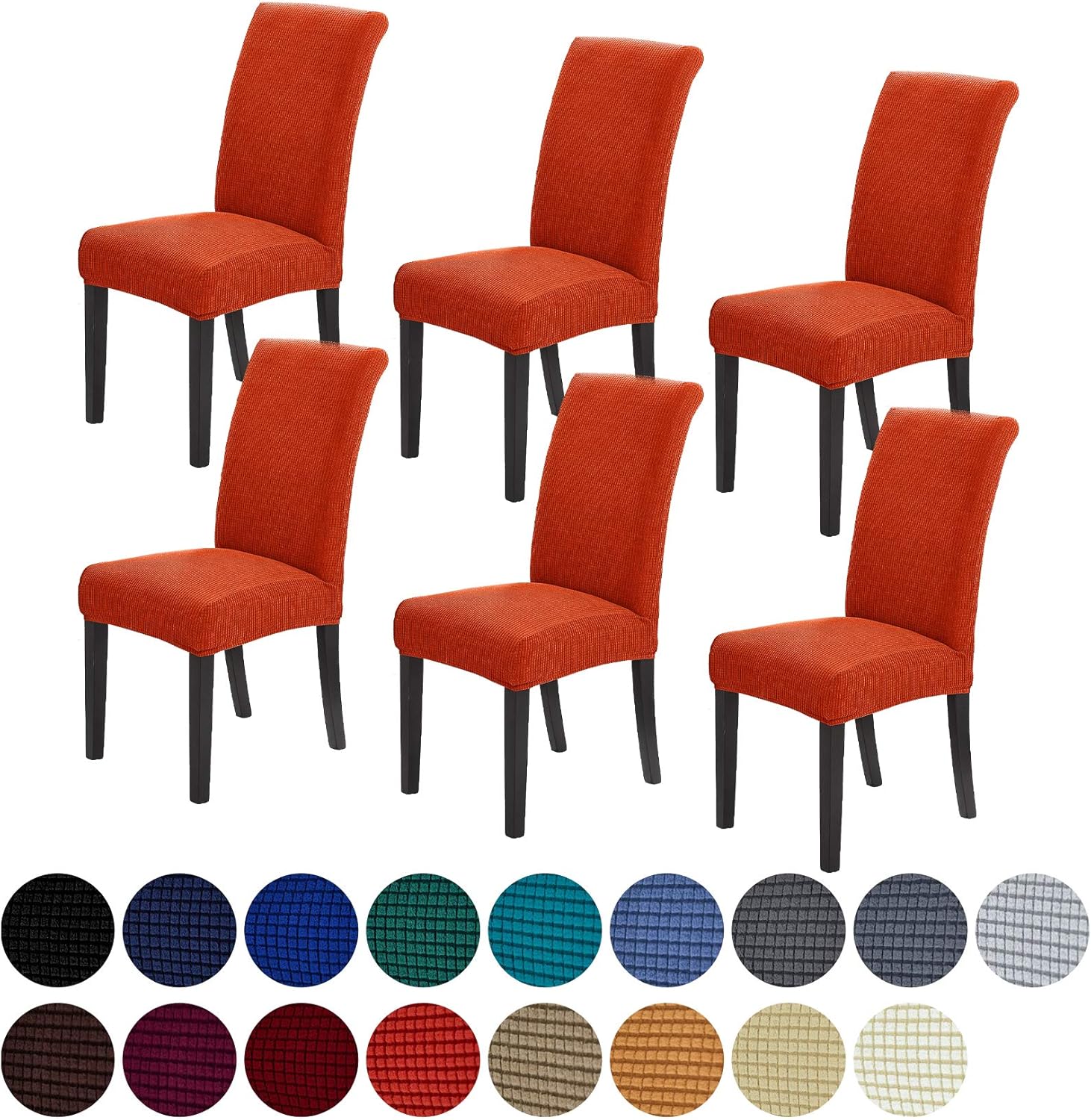Slipcovers - Howhic Stretch Chair Covers for Dining Room Set of 6, Removable Washable Dining Room Chair Covers, Dining Chair Slipcovers Seat Protector, Great for Home and Banquet (Pureed Pumpkin, 6 Pack)