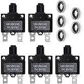 5PCS 15Amp Circuit Breakers Push Button Reset DC 32V,AC125-250V with Transparent Waterproof Button Cap