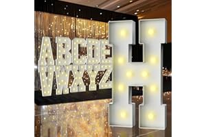ZFUNBO 3FT Marquee Light Up Letter,Marquee Letters 3 Feet Tall, Large Led Sign for Baby Shower, Baby Decor, Birthday Decorations,Graduation,Prom(Letter H)