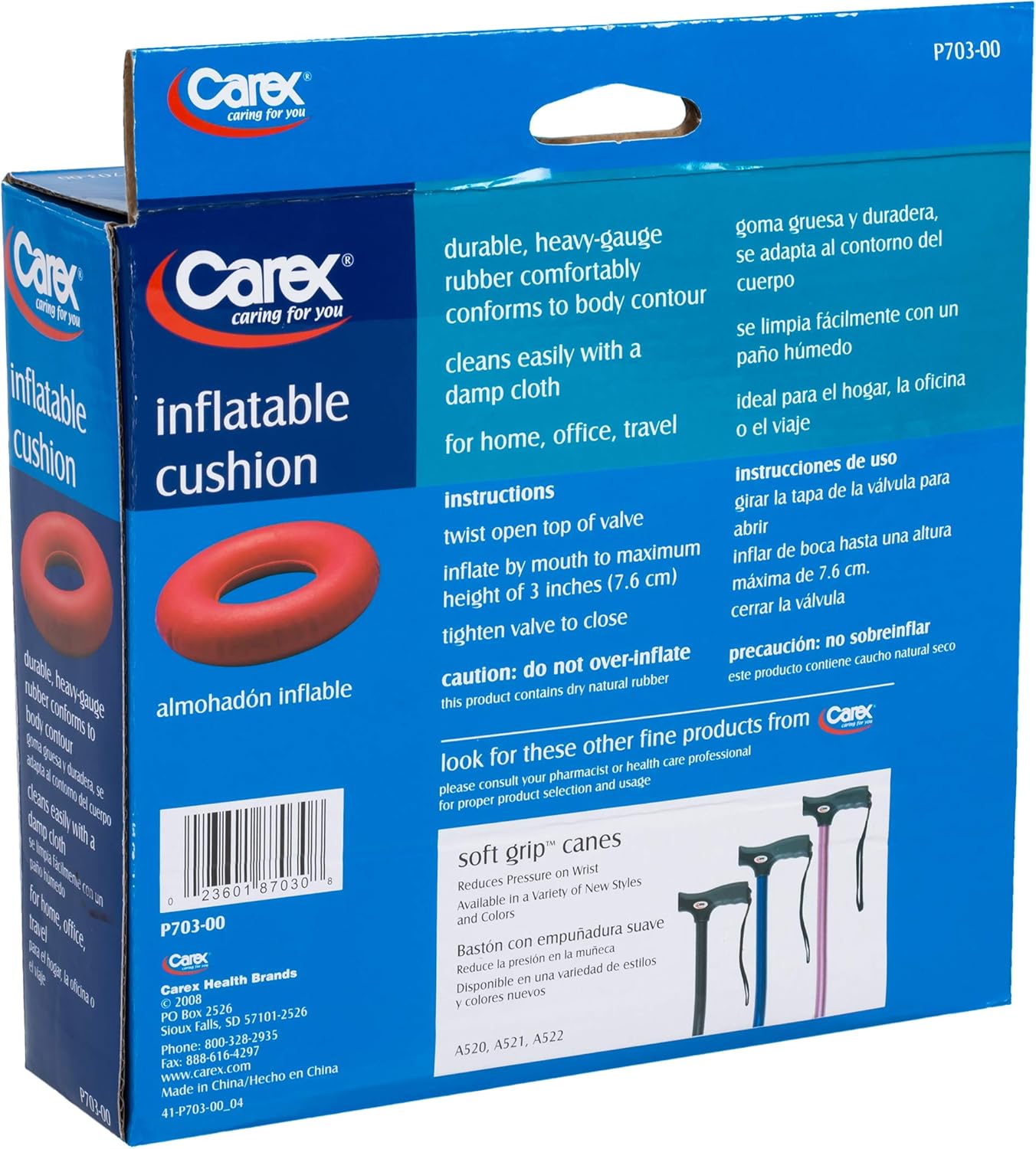 Carex Inflatable Donut Cushion - For Tailbone Pain, Hemorrhoids, Sciatica - Relief Cushion For Office Chair, Car, Seats, Travel, Wheelchair: Health & Personal Care