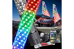 AddSafety 2PCS 2FT Fat Whip Lights UTV Whip Lights with Rocker Switch,High Brightness Antenna Whips Side by Side with Steering/Brake and Reverse Fit for Offroad ATV RZR Truck