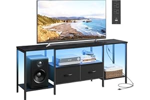 SONGMICS BELLAH Collection - TV Stand with Power Outlets and Lights, Entertainment Center Media Console for TVs Up to 178 cm,