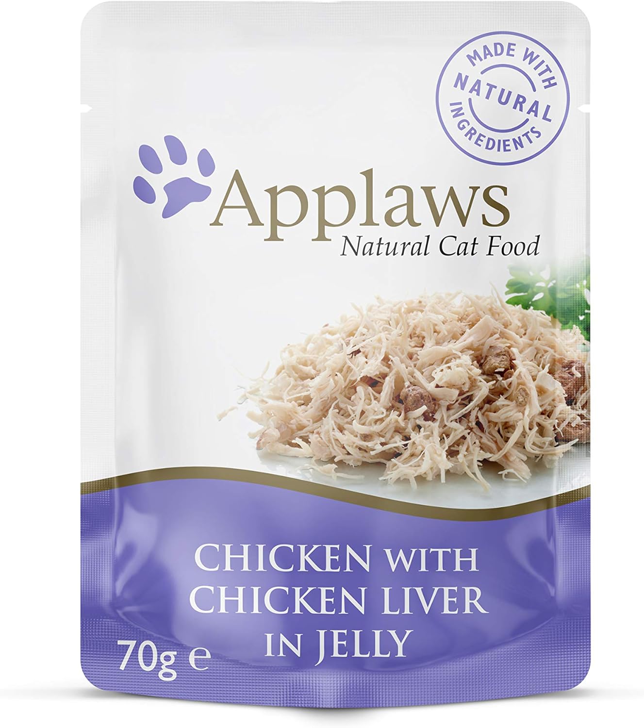 Applaws Natural Wet Adult Cat Food, Chicken with Chicken Liver in Jelly, 70g Pouch (Pack of 16 Pouches), Chicken with Liver