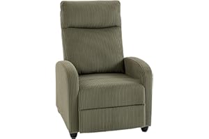 HOMCOM Push Back Recliner Chair, Corduroy Fabric Home Theater Seating, Single Reclining Sofa Chair with Padded Seat for Livin
