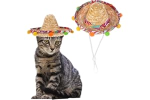 JAZGROM Mini Sombrero Hat,Mini Mexican Sombrero for Dog Cinco De Mayo Pet Hats Party Supplies for Small Pets Puppy Cat