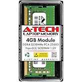 A-Tech DDR4 RAM 4GB 3200MHz PC4-25600 SODIMM Laptop Memory | Non-ECC PC4-3200AA CL22 260-Pin SO-DIMM 1.2V Notebook Computer Memory Upgrade Module