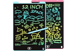 2 Pack 12 Inch LCD Writing Tablet, Electight Colorful Doodle Board, Eye Protection Drawing Board with Lock & Erase FUNC, Birthday Gifts and Toys for 3 4 5 6 7 8 Year Old Boys and Girls - Pink & Blue