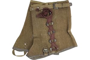 GENUINE MILITARY SURPLUS Vintage Italian Gaiters, Boot Guard, Canvas, Leather Trim, Hiking Gear, Protects Against Water Muds and Thorns, Made in Italy, with Laces