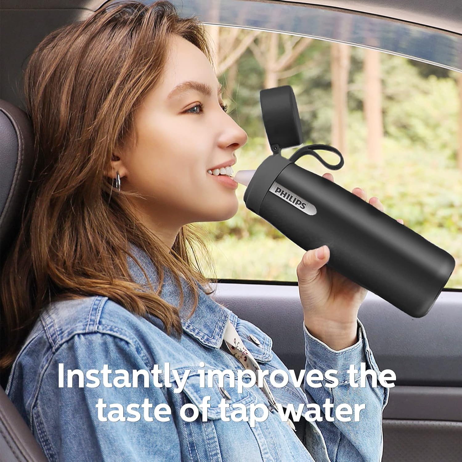 Philips Water GoZero Everyday Insulated Stainless Steel Filter Water Bottle, Designed with Philips Everyday Filter That fits in The Straw to Filter Tap Water into Cleaner-Tasting Water, Grey, 20oz : Sports & Outdoors
