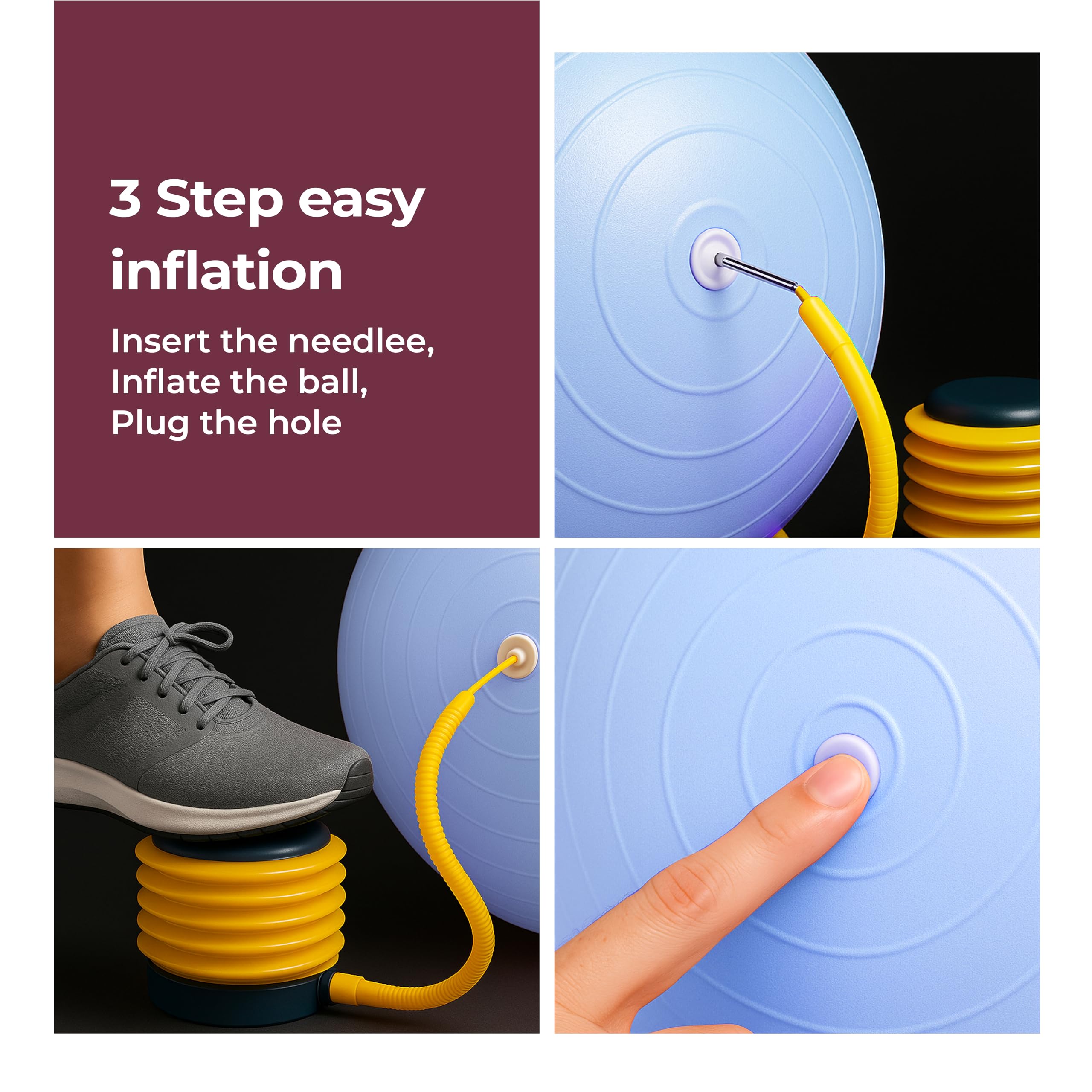 Lifelong 65cm Gym Ball w/Foot Pump | Anti‑Burst Swiss Ball for Exercise & Labor Support | Yoga/Birthing Ball for Pregnancy, Physiotherapy, Strength | Home Workout, Yoga, Pilates, Maternity Equipment 2
