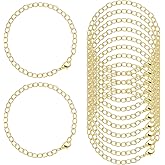 12 Pcs Gold Charm Bracelet Chain Alloy Link Chains Bracelets Lobster Clasp DIY Charm Bracelets for Men Women DIY Jewelry Bracelet Making Supplies