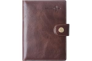 BORGASETS Genuine Leather Passport Case, RFID Passport Cover with Credit Card Holder for Women and Men Family ID Travel