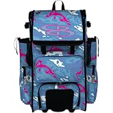 Boombah Rolling Superpack Baseball/Softball Gear Bag - Telescopic Handle - Holds 4 Bats - Wheeled Version - Athletic Camo
