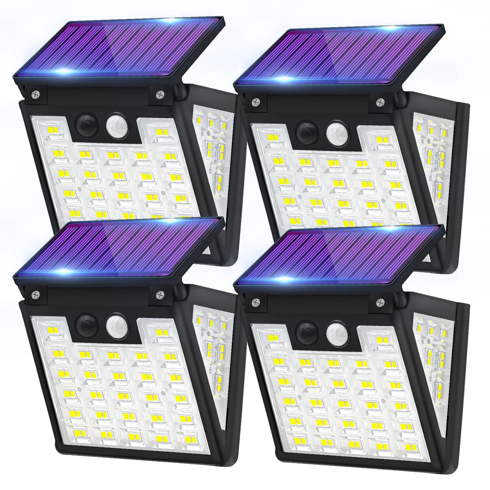 Lerelin Solar Lights Garden, LED Solar Motion Sensor Security Light with Adjustable Solar Panel, 3 Modes 270° Wide Angle IP65 Waterproof Solar Powered Light Outside Wall Fence Garage (4 Pack), 4pcs