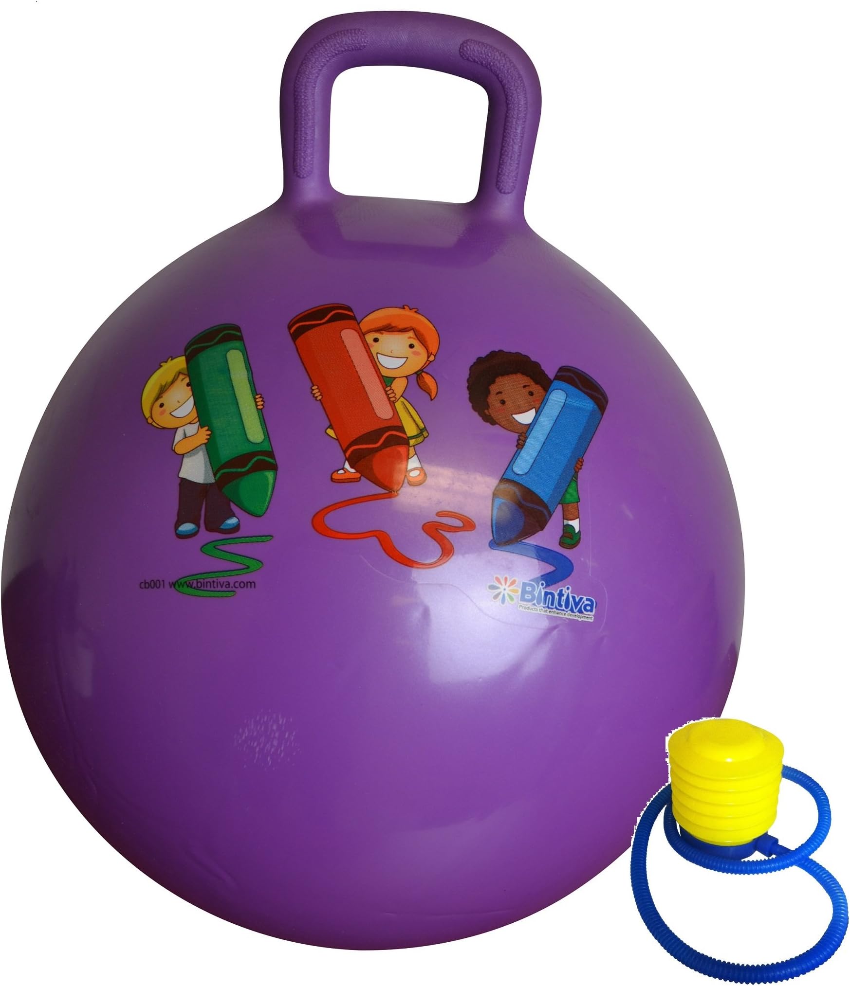 bintiva Hippity Hop 45 Cm Including Free Foot Pump, For Children Ages 3-6 Space Hopper, Hop Ball Bouncing Toy 1 Ball Purple