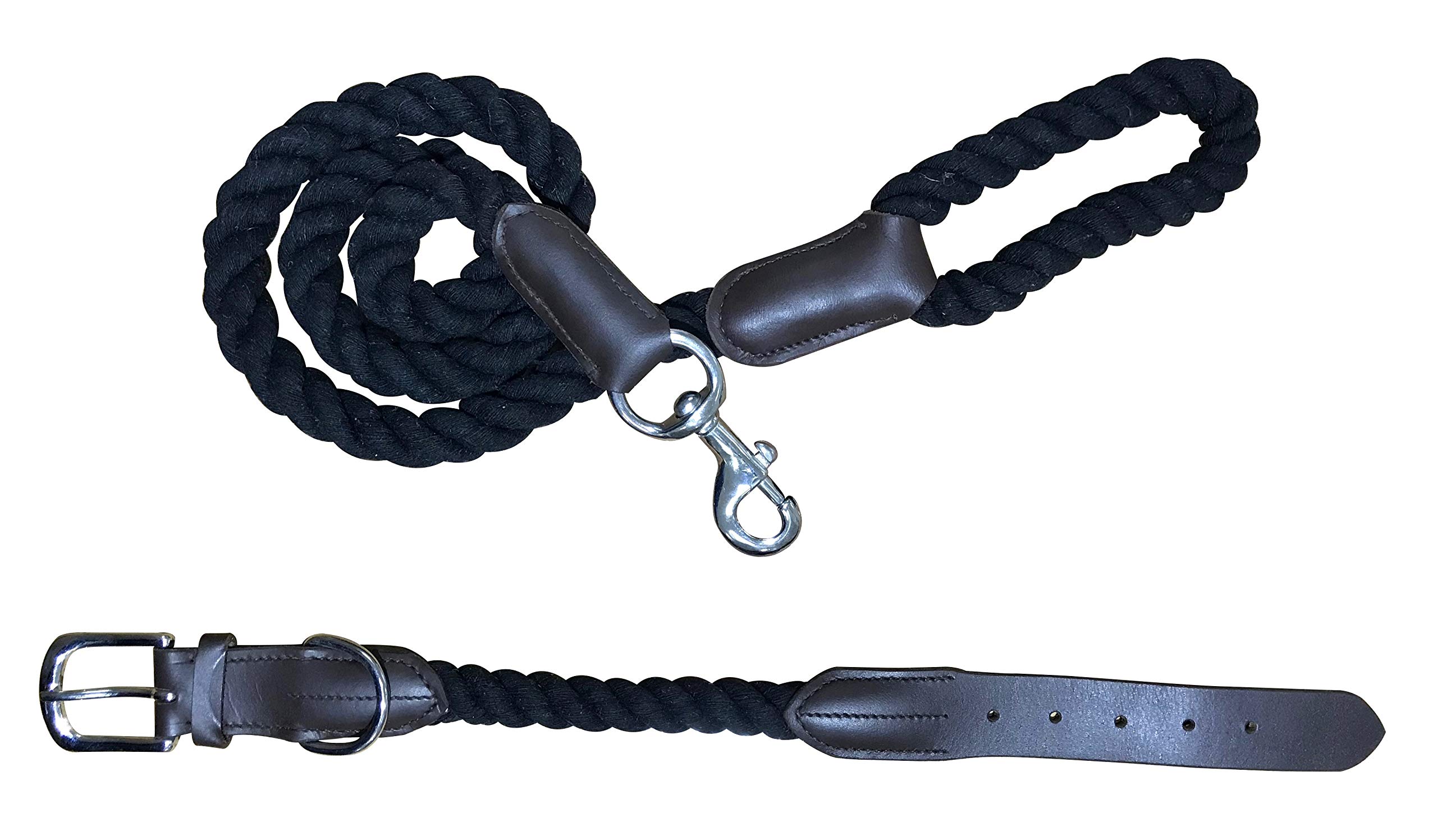 BRADLEY CROMPTON Genuine Leather Matching Pair Dog Collar and Lead Set L