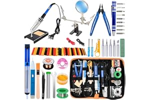 KYZHXVO Soldering Iron Kit,Soldering Iron 60W Adjustable Temperature,Adjustable Helping Hand with Magnifying Glass, Solder Wire,Solder Kit Welding Tool