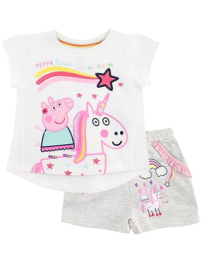 Peppa Wutz Mädchen Einhorn Top Und Kurze Hose - 