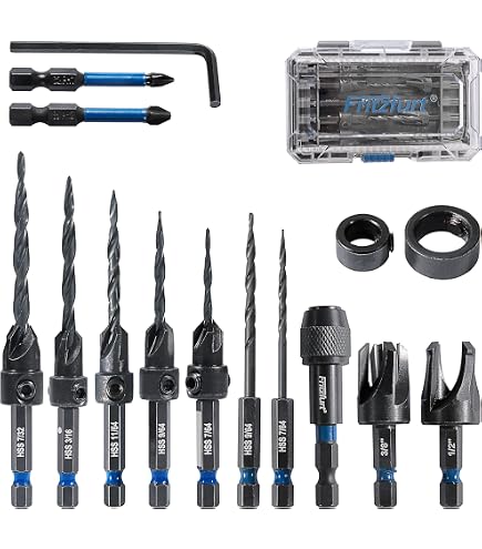 Crosstar 18PCS Countersink Drill Bit Set with Wood Plug Cutter