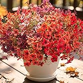 AITISOR 16 Bundles Artificial Fall Flowers, UV Resistant Faux Plants for Outdoor Decor - Fake Greenery for Porch, Patio, Garden, Thanksgiving Christmas Home Decoration (Mixed Colors)