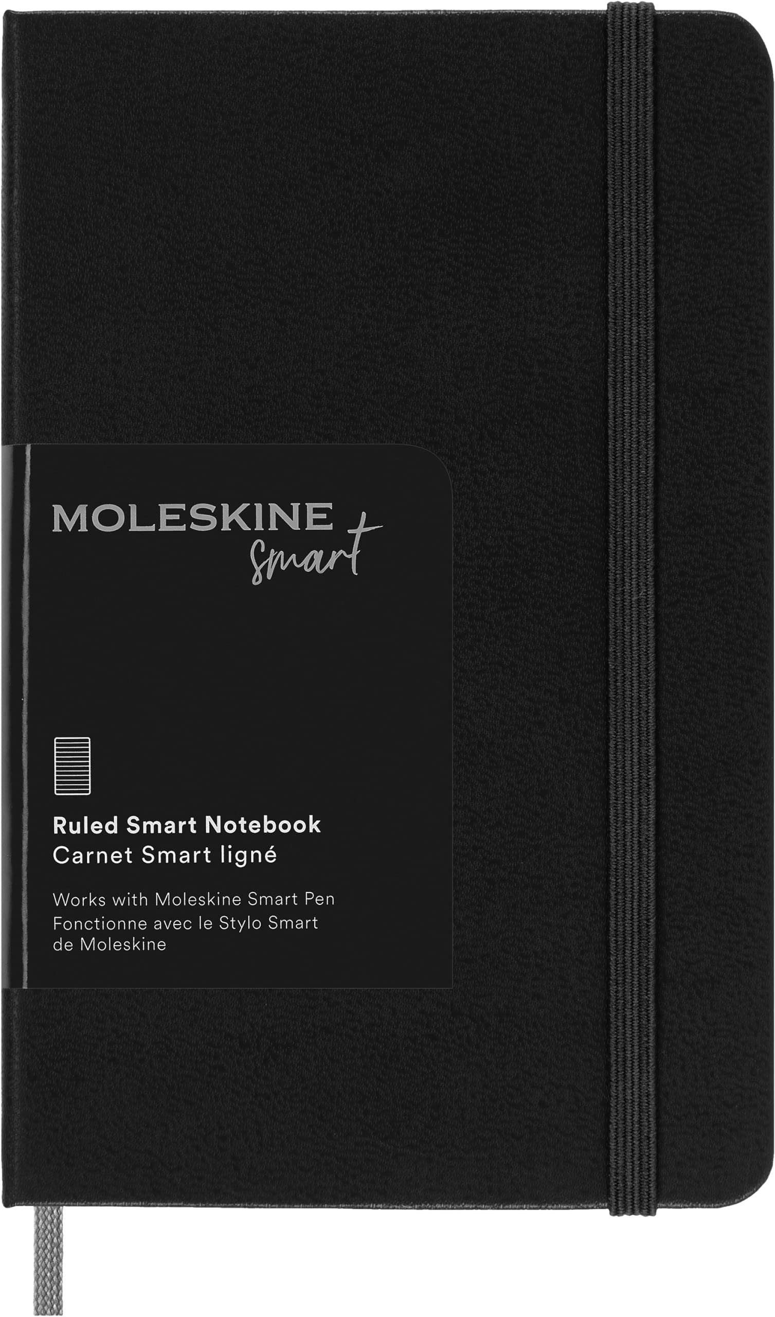 Moleskine Smart Notebook, Smart Writing System, Smart Notebook With Hard Cover, Ruled Pages and Elastic Closure, Pocket Format 9 x 14, Colour Black