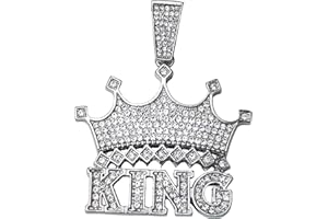 ICEDTAG Jumbo Luxury Statement Gold Plate Tone Hip Hop Rich Style Full Iced Out Crowned King Charm Pendant