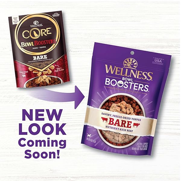 WELLNESS BOWL BOOSTERS BARE, DOG FOOD TOPPER FOR SMALL, MEDIUM, & LARGE BREEDS, GRAIN FREE, NATURAL, FREEZE DRIED, BEEF, 4 OUNCE BAG (PACK OF 1)