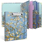 Almond Tree 3 Ring Binder - 1 Inch Round with 6 Tab Dividers, 2 Interior Pockets, Cute Clipboard for School & Office