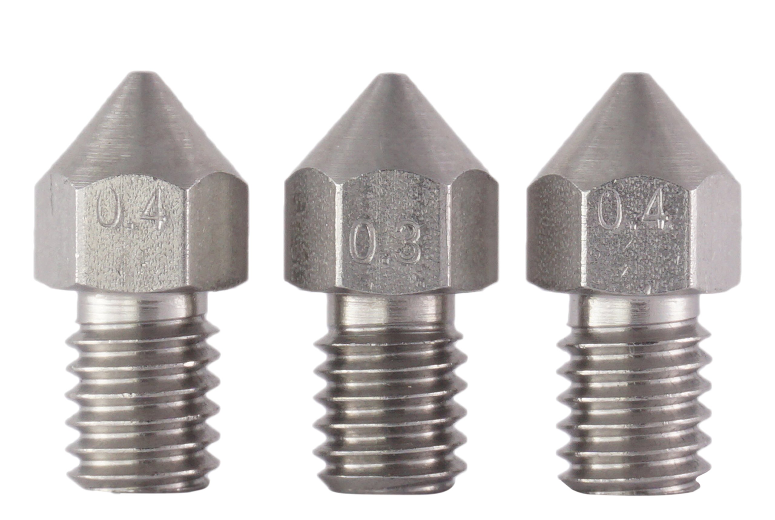 3D FREUNDE 3 pcs. 0.3mm + 2 * 0.4mm precision stainless steel nozzle compatible with MK8 Makerbot RepRap Anet A8/A6 extruder hot end for 1.75mm filament