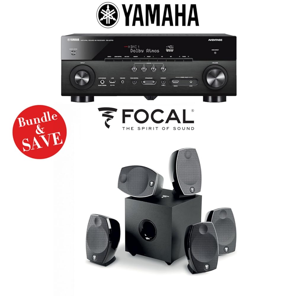 Yamaha AVENTAGE RX-A770BL 7.2-Ch 4K Network AV Receiver + Focal SIB EVO 5.1-Ch Home Cinema Speaker System - Bundle